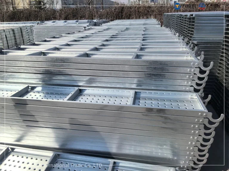500mm steel planking stacked before shipment for bridge maintenance access