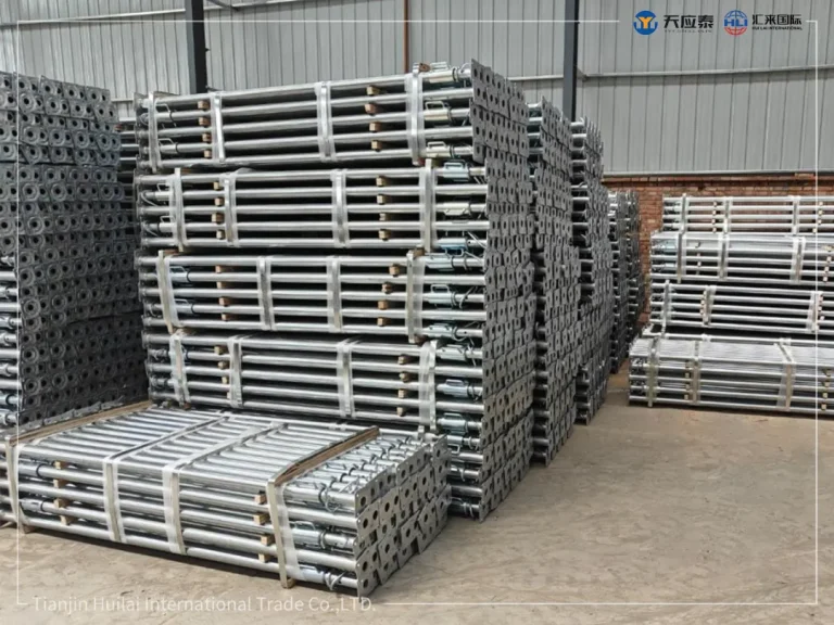 EN1065 steel prop bundles prepared in factory warehouse for loading=