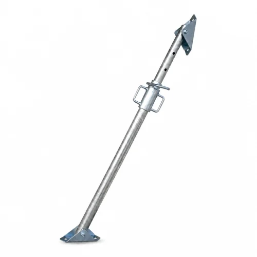 Adjustable push pull prop with telescopic tubes and end plates